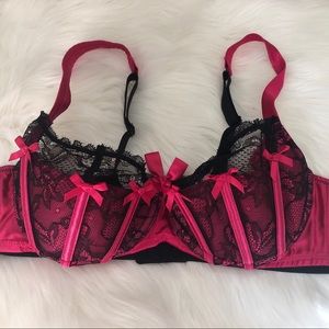Cacique Black Pink Balconette Bra | 40D